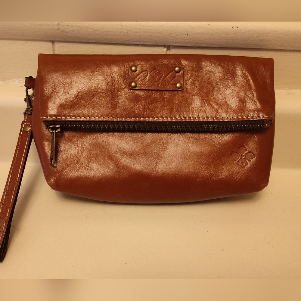 Patricia Nash Brown Leather Fold Clutch Pouch Handbag Purse